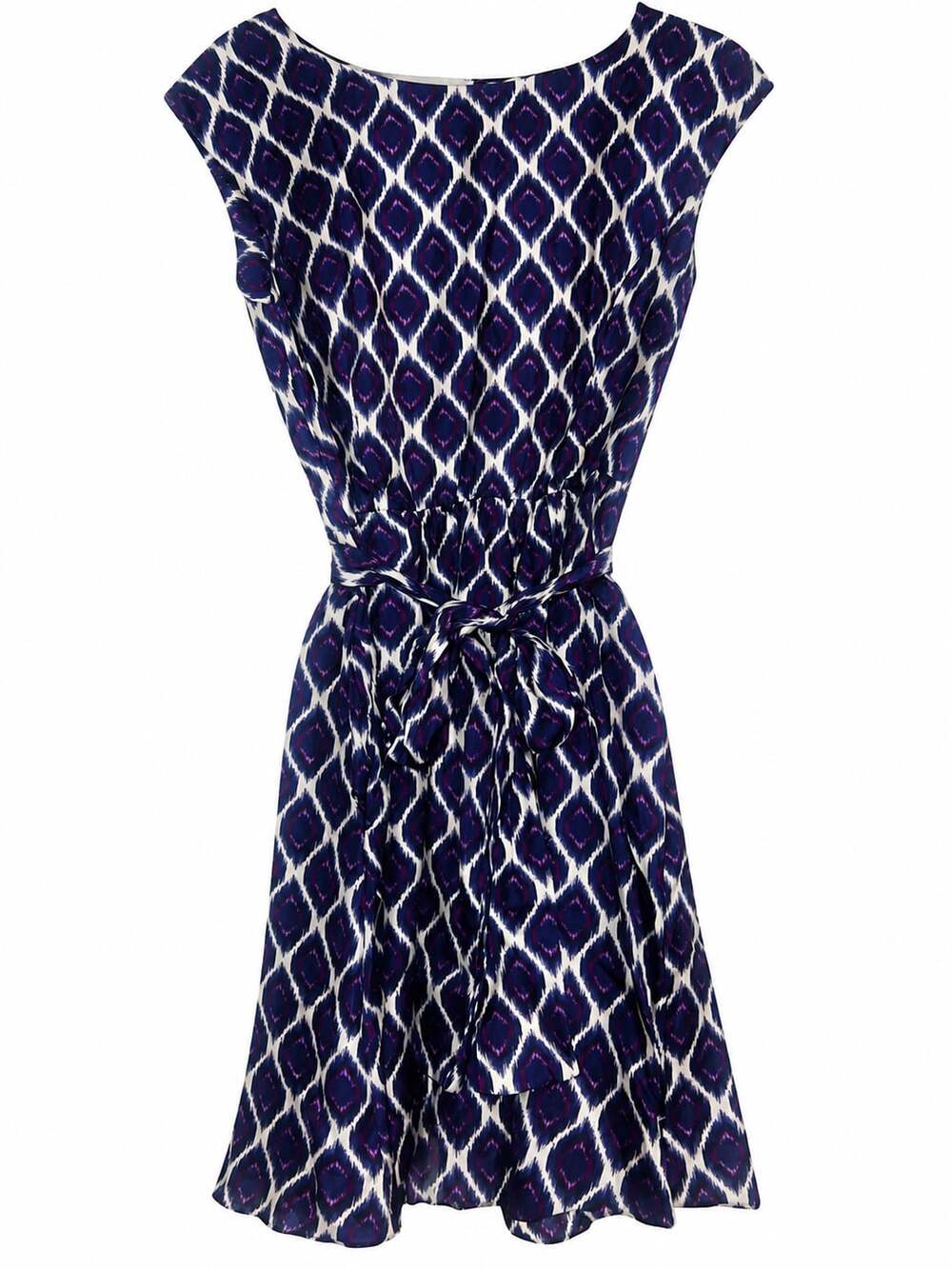 Elizabeth McKay Dress Size 4 Blue Purple Ikat Print